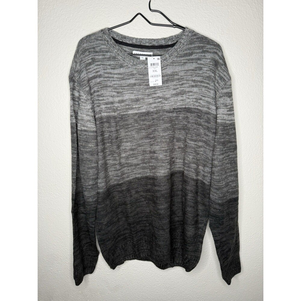 And Now This Mens Ombre Regular Fit Crewneck Sweater Gray XXL New